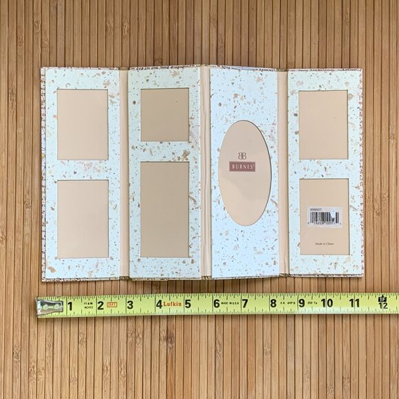 BURNES Folding Tabletop Trifold Collage Picture Frame Holds 7 Photos World Map - Picture 5 of 9